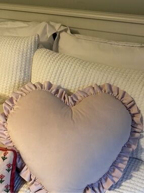 Lillian August Home Ruffled Heart Throw Pillow - Pale Pink